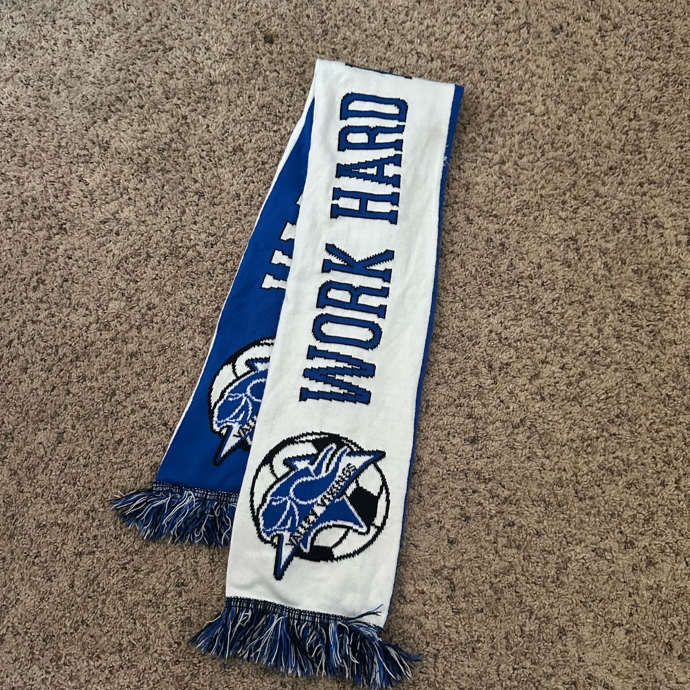 Blue and White Work Hard Scarf